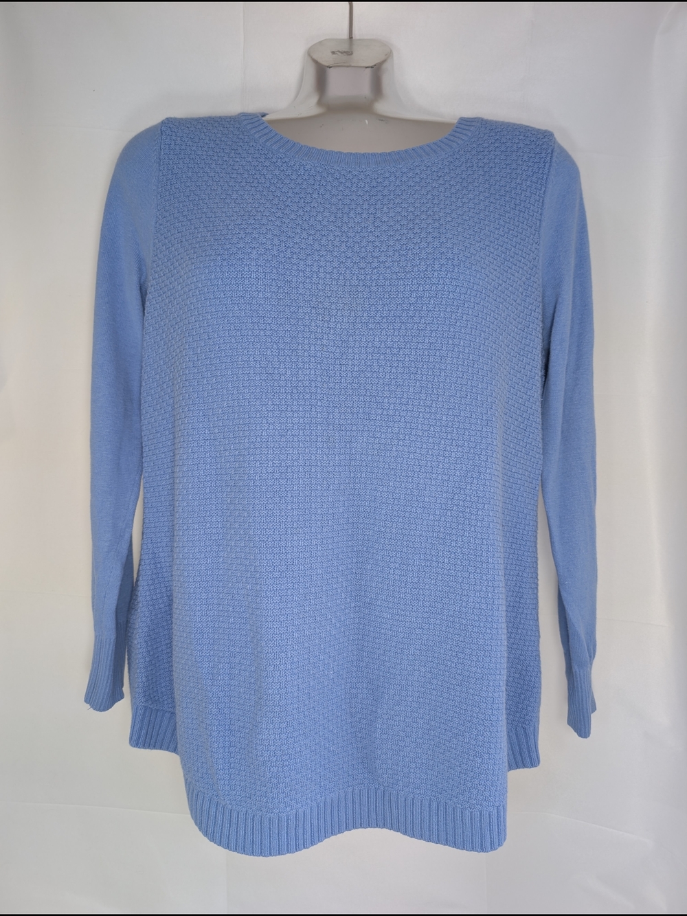 L.L.Bean Coastal Grandmother Light Blue Cotton Cashmere Sweater Tagged L Fits M